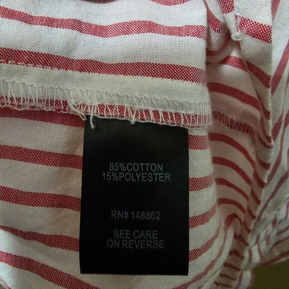 Torrid Striped Button Up Blouse Red White Casual Cotton Blend Womens Size 3 (3X) - Picture 4 of 5